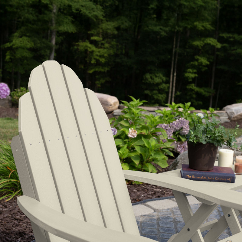 Hinz Outdoor Adirondack Chair With Ottoman, Whitewash