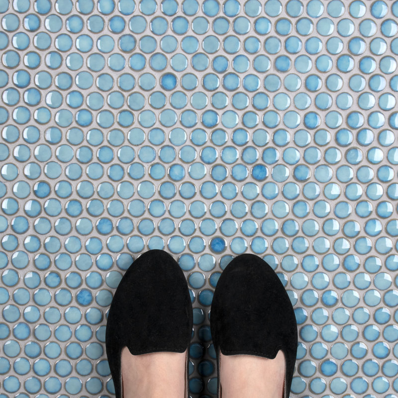 Hudson Penny Round .80" x .80" Porcelain Penny Round Mosaic Wall & Floor Tile, Marine