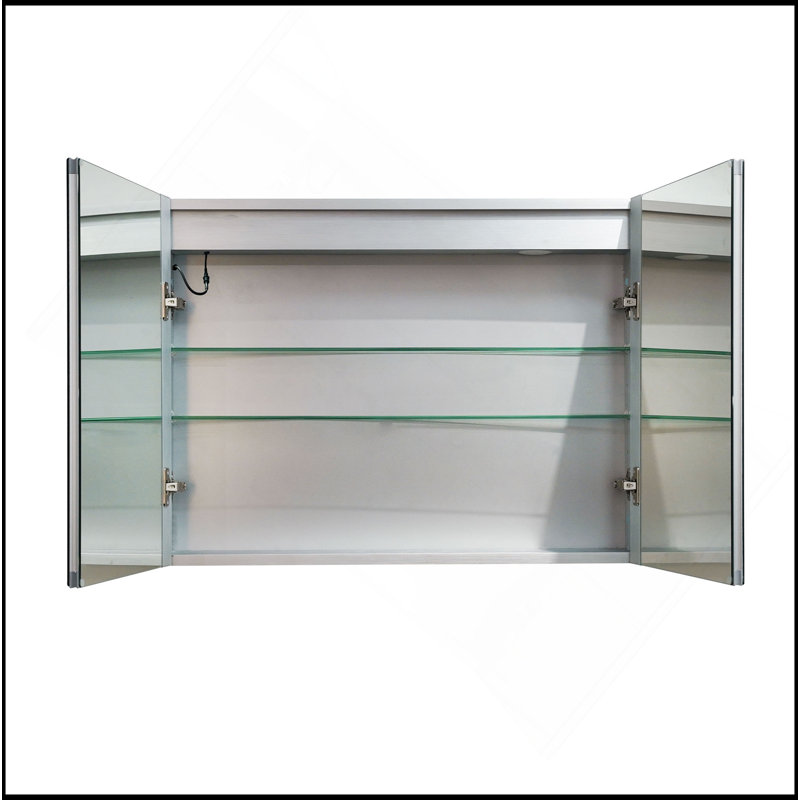 Polyvalent 32 po x 24 po Armoire à pharmacie en aluminium à intensité variable avec miroir, DEL et tablettes