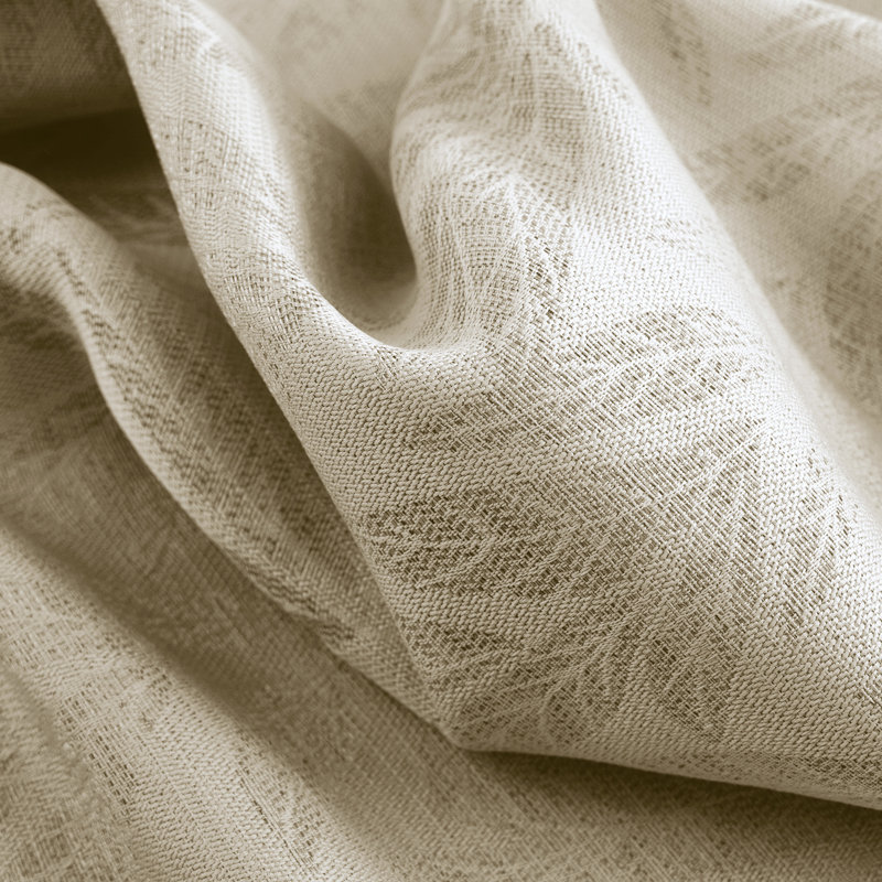 Reba Subtle Leaves Woven Texture Window Curtain, Ivory