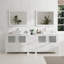  Ensemble de meuble-lavabo autoportant en bois 84 po avec plateau en marbre et miroirs assortis-27042791