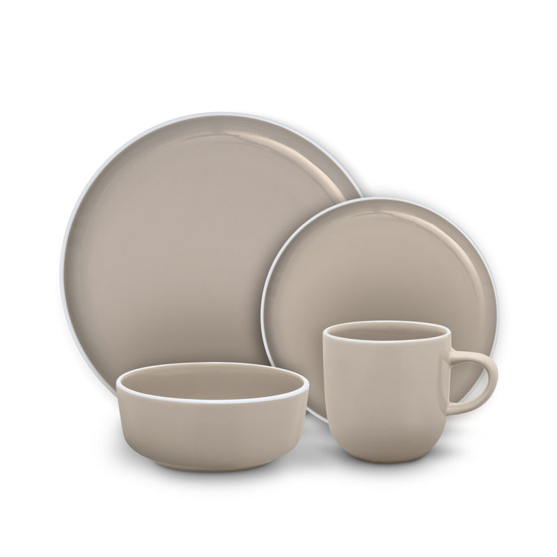 Stoneware Dinnerware Set 16 Piece - Service for 4, Cream