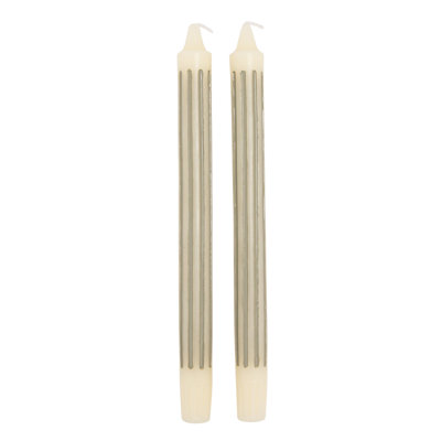 Unscented Vertical-Striped Taper Candles In Box
