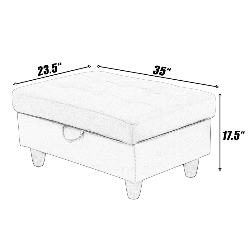 Repose-pieds de rangement en flanelle et en PVC de 35 pouces, Velours brun foncé / similicuir, Brun