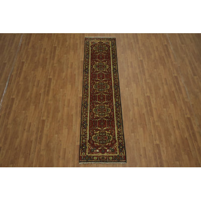 Tapis de couloir traditionnel rouge et vert 10 pi 1 po x 2 pi 6 po