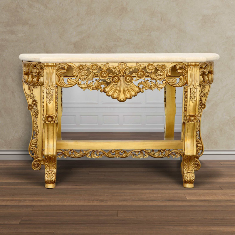 Ellieana 60'' Stone Top Console Table, Gold