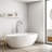 Freestanding Floor-mount Tub Filler With Hand Shower, Round Design, 2-handle-120077776