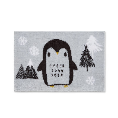 Cosy Penguin 40x60cm Bath Mat Grey