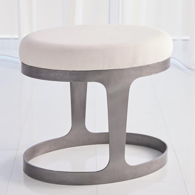 Oslo Stool-Iron w/Muslin Cushion by Global Views