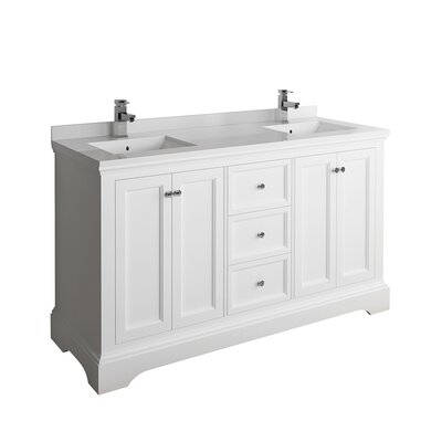 Red Barrel StudioÂ® Windsor 60"" Free Standing Double Sink Bathroom Vanity Set -  Fresca, FCB2460WHM-CWH-U