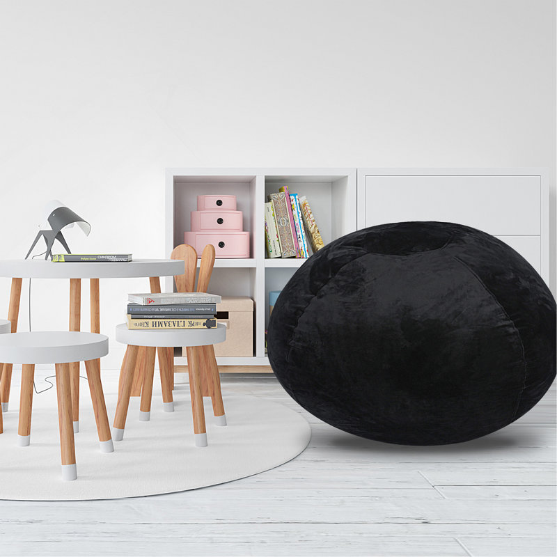 Fauteuil à billes Minky, H 30 po x l 45 po x P 45 po, Velours noir