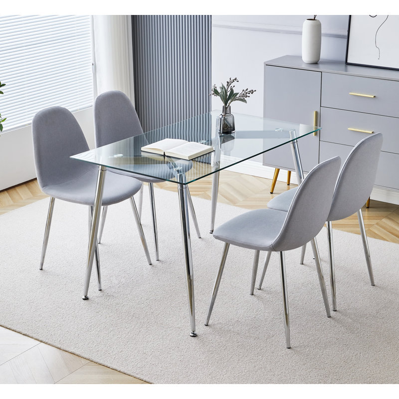 Highhouse Glass Top Metal Base Dining Table