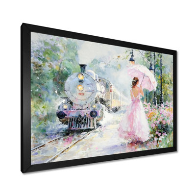Trains Playful Quirky Garden Scene I - Train Wall Art Print