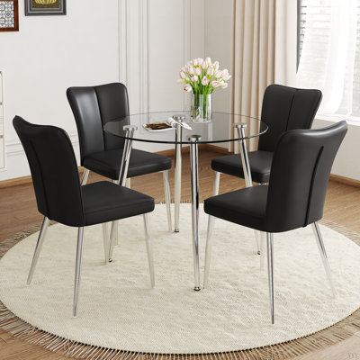 Ensemble de table de salle à manger moderne et moderne en verre