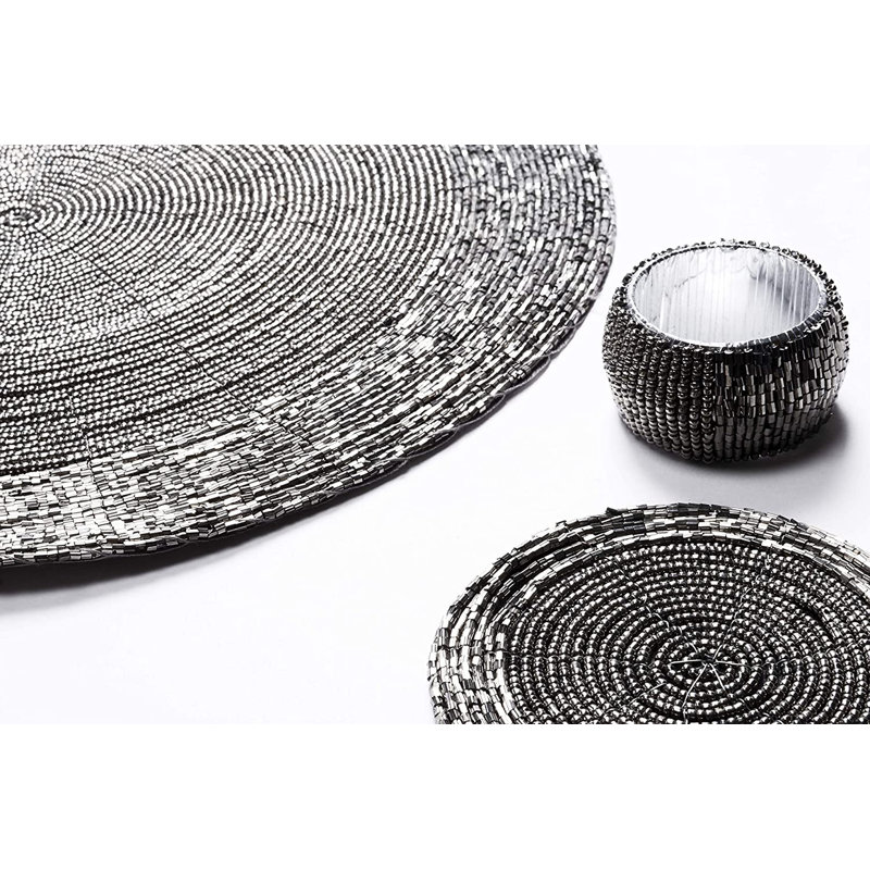 18 Piece Placemat Set, Antique Silver