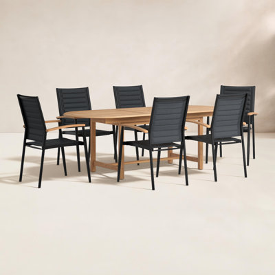 Cenka 79" Teak Patio Dining Set