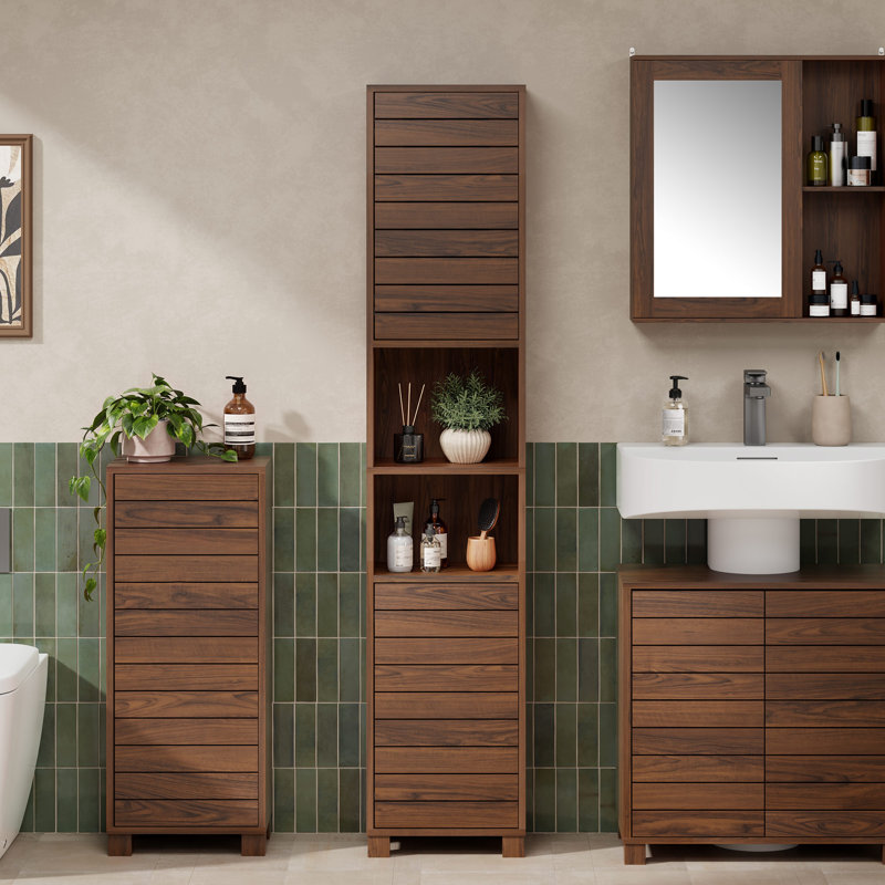Chester Freestanding Bathroom Storage, Dark Wood