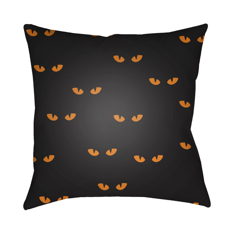  Indoor/Outdoor Throw Pillow, 20" H x 20" W x 4" D, Black, Orange