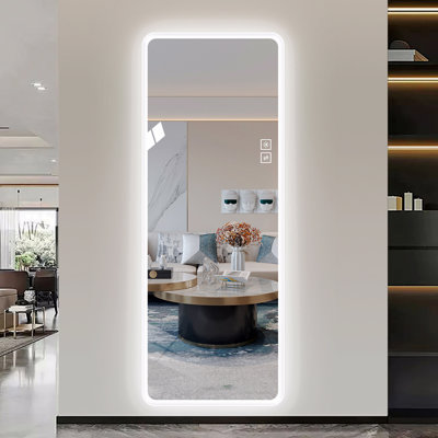 Miroir pleine grandeur avec corps de meuble-lavabo lumineux