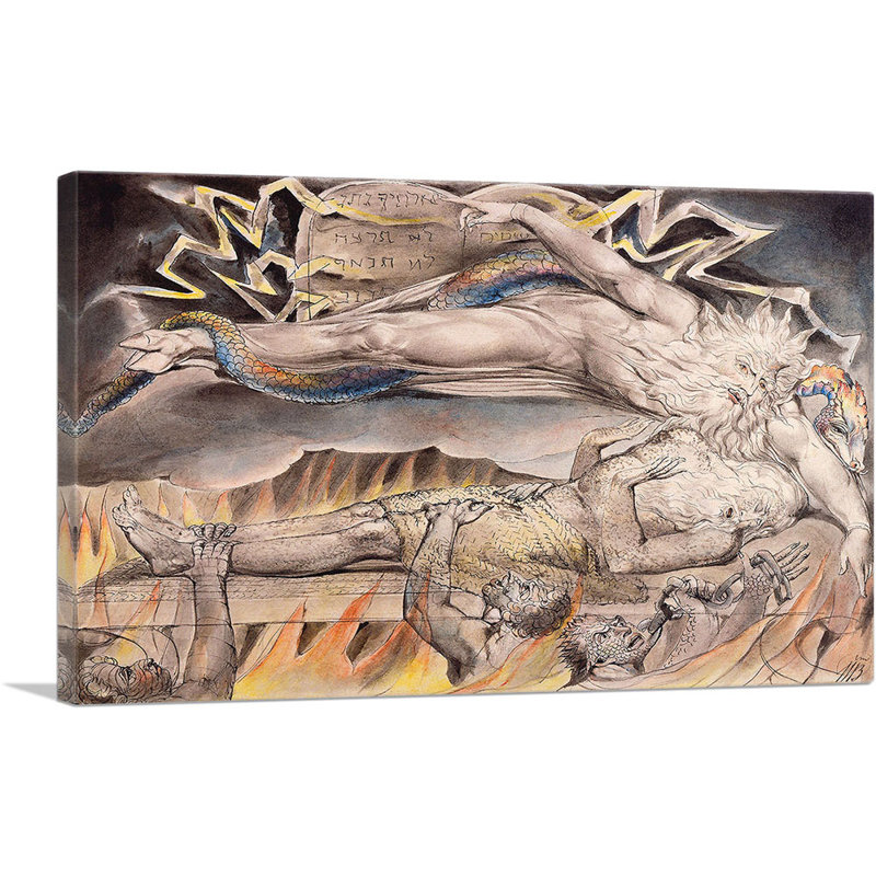 «Job's Evil Dreams» par William Blake, reproduction d'art sur toile tendue, H 12 po x l 18 po x P 0,75 po