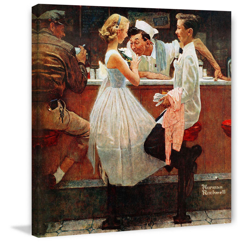« after the prom » par norman rockwell, reproduction d’art sur toile tendue, H 32 po x l 32 po
