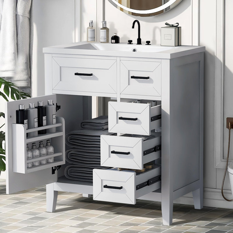 Meuble-lavabo 30 po avec lavabo en céramique, Blanc