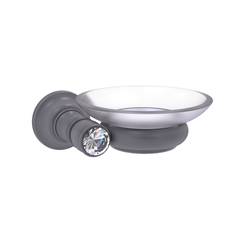 Porte-savon mural en cristal Gavin, Gris mat