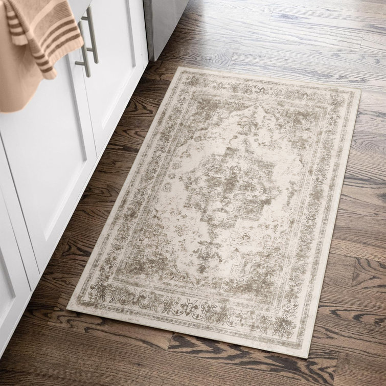 Elaine Machine Washable Oriental Area Rug with Non-Slip Backing