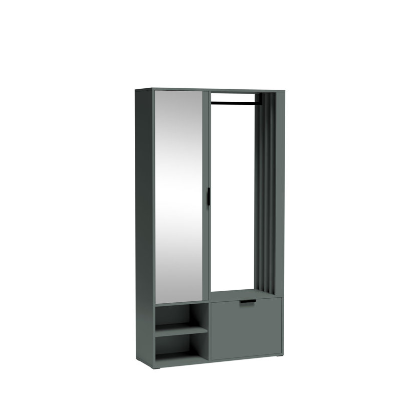 Entrance Wardrobe MELO Hall Tree 100cm Wide with Shoe Storage, Green