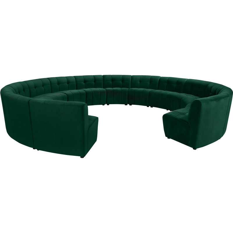 Canapé modulaire de coin symétrique en velours de 173 po de largeur Jedson, Velours vert
