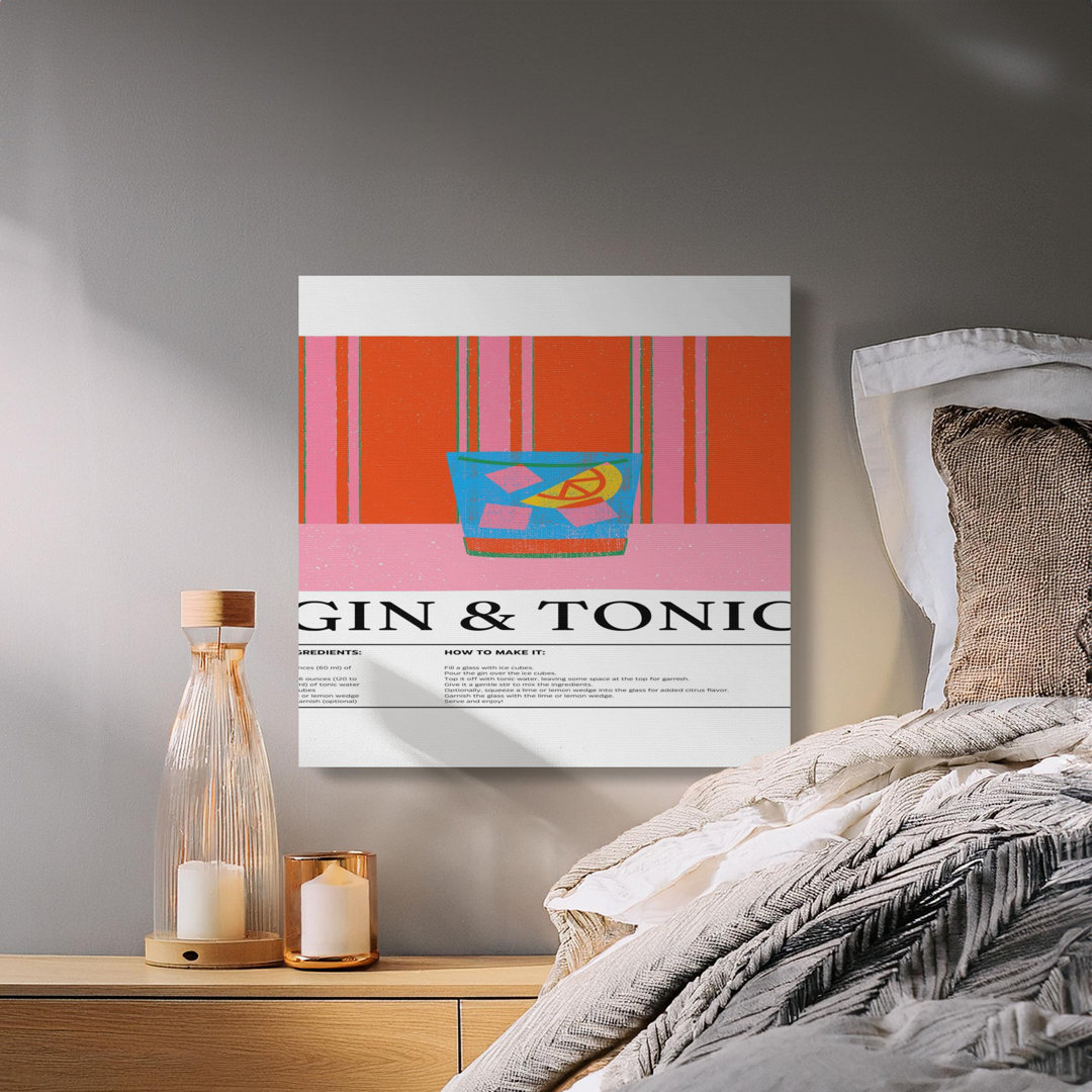 Retro Gin Tonic Bar Cart Canvas Print