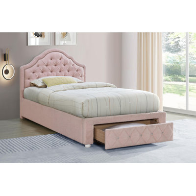 Lit plateforme simple avec rangement 44 po rose