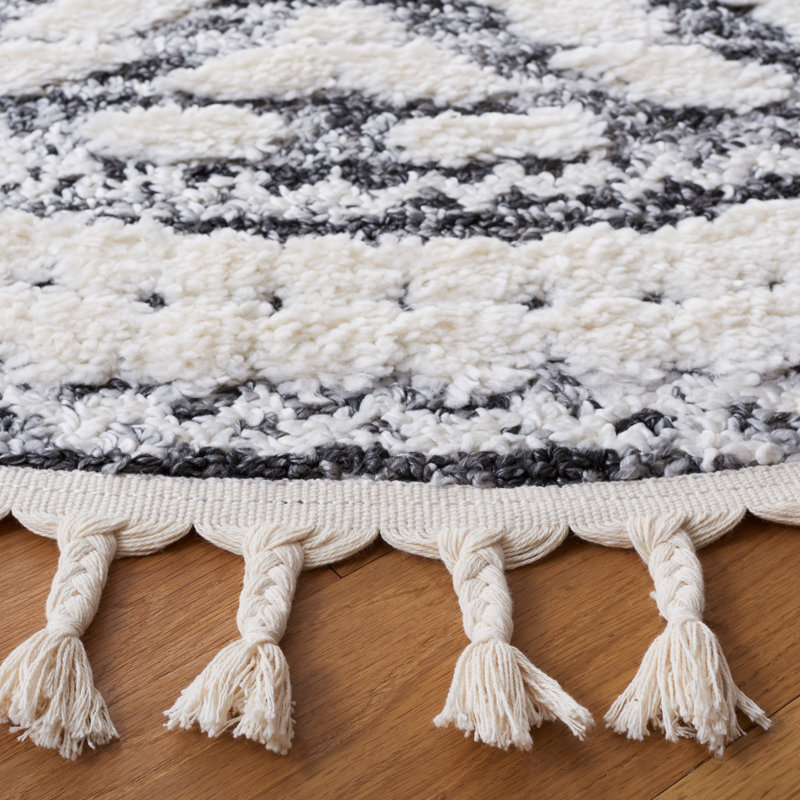 Tapis à poils longs Wiest, Rond 6 pi 7 po
