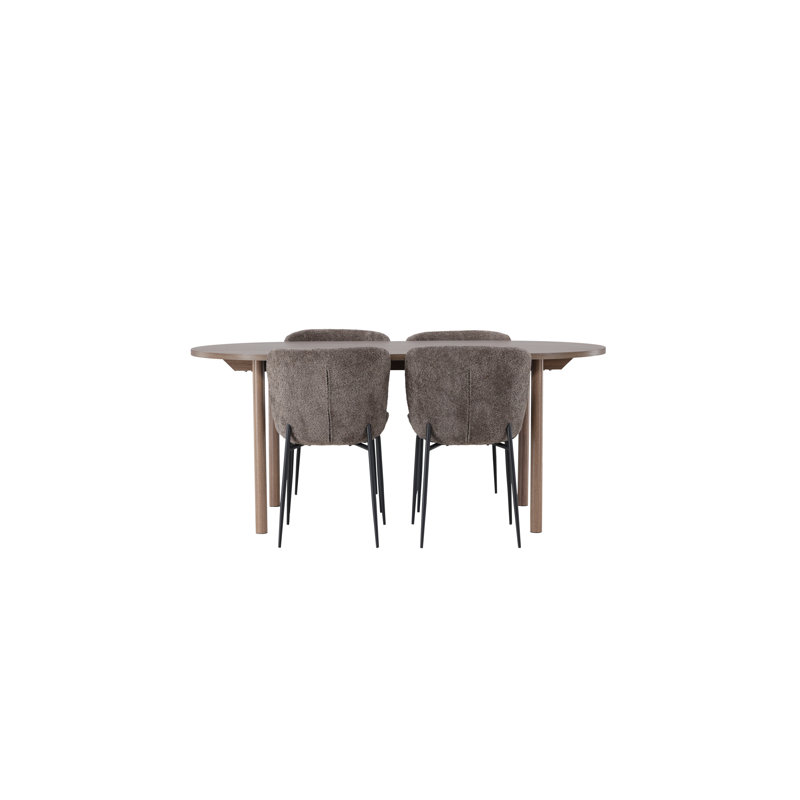 Cagle 4 - Person Dining Set, Beige, Dark Grey, Dark Grey