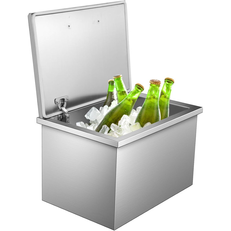 Glacière encastrée en acier inoxydable, refroidisseur de 32 pte avec couvercle à charnière pour la cuisine extérieure, le bar, le vin et la bière