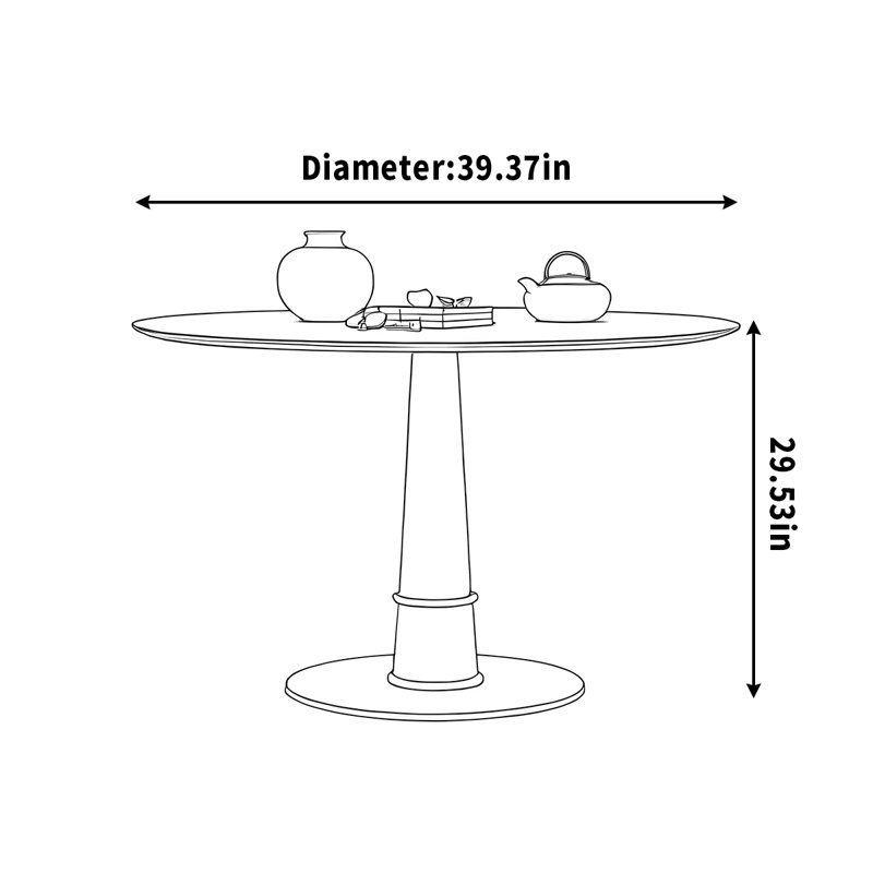 Table de salle à manger Retro, H 29,53 po x L 39,37 po x l 39,37 po