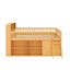 Queen Low Loft Bed With Storage Headboard And LED Lighting, Wooden Loft Bed Frame With Storage Shelves-1229849744