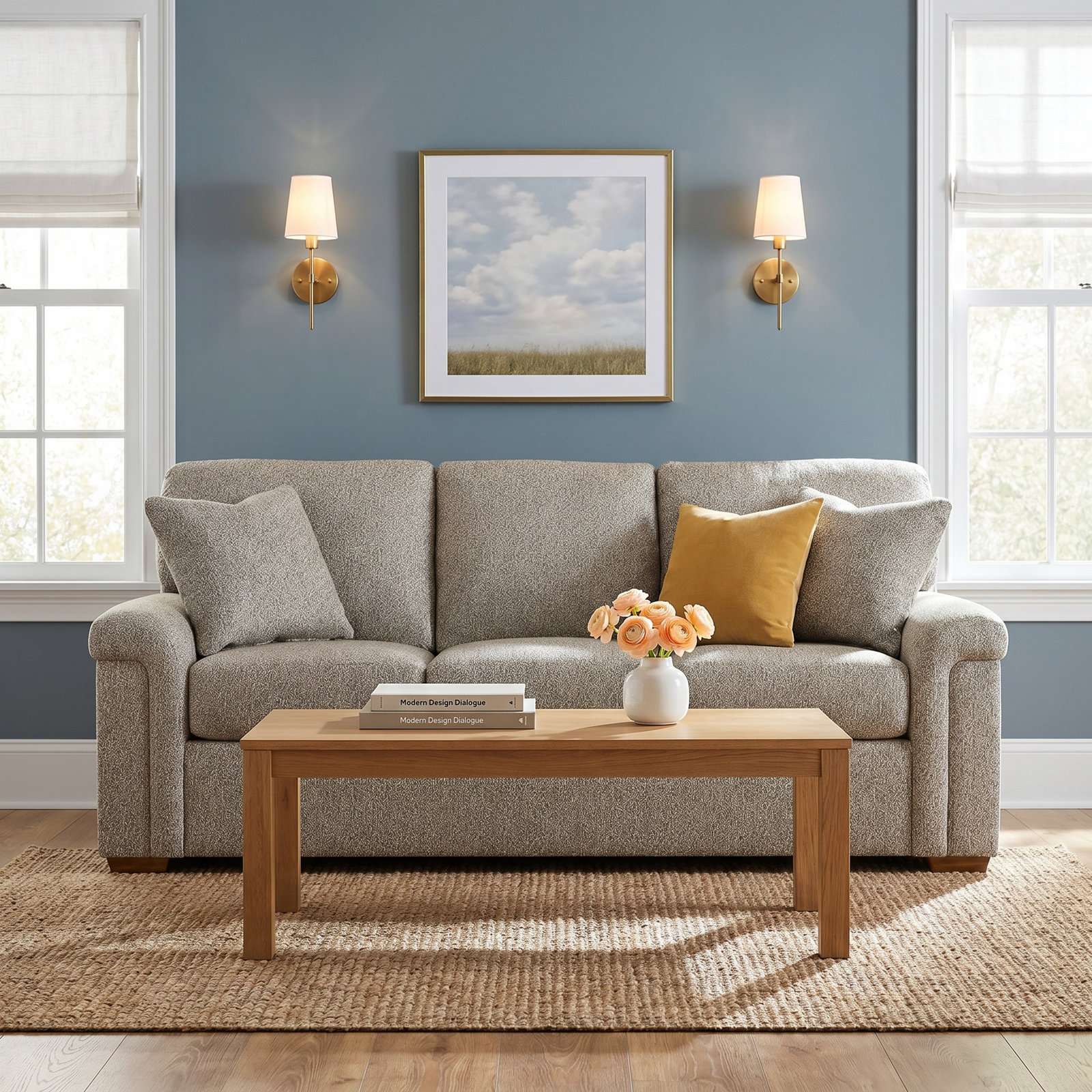 Maikel 86'' Upholstered Sofa, Beige Polypropylene/Olefin