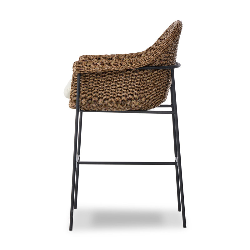 Suerte Outdoor Bar Stool, Black/Brown, Cream