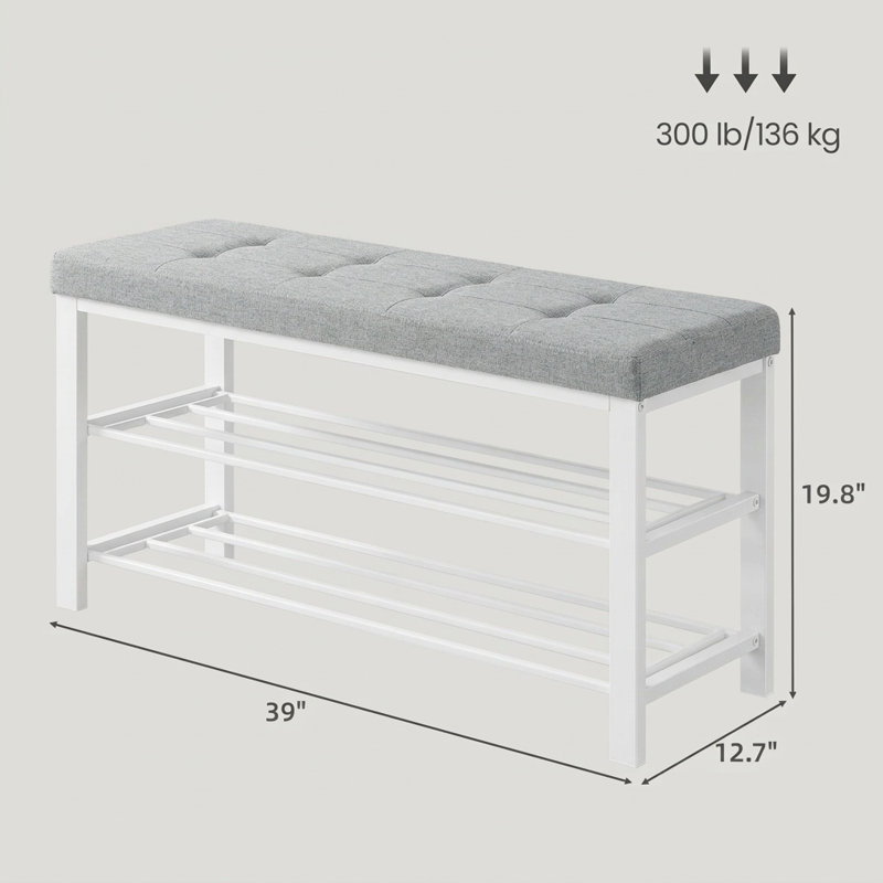 Shoe Storage Bench, Dove Gray/Cloud White
