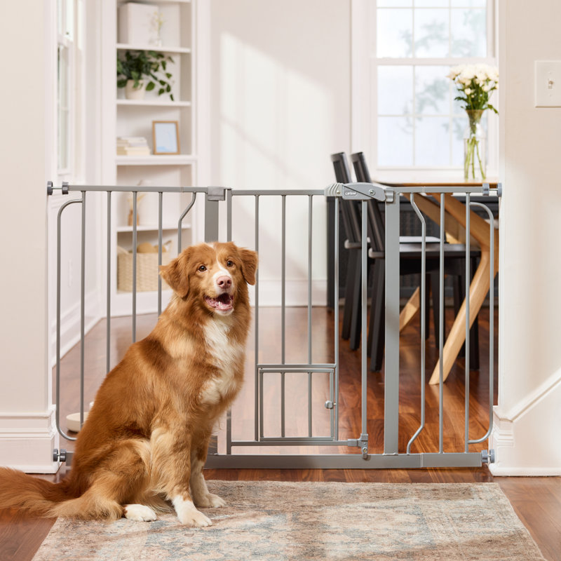 Metal Pressure Mounted Pet Gate With Door, Plantium, 30" H x 29" W x 51" D