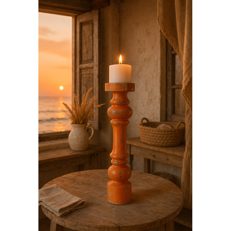 Porte-bougie Baroque - petit - orange, H 9,3 po x l 3,5 po x P 3,5 po, Orange