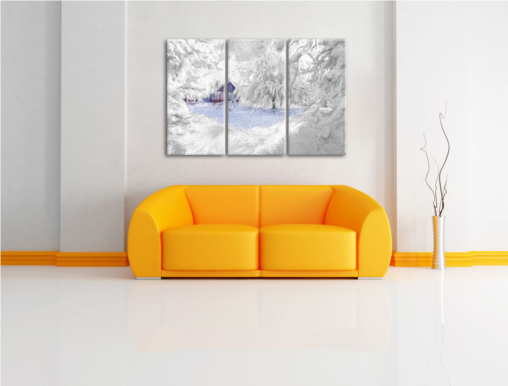 3-tlg. Leinwandbilder-Set „Romantische Winterlandschaft“, Kunstdruck