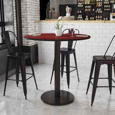 Jamey 24'' Round Laminate Table Top with 18'' Round Bar Height Table Base