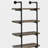 Black and vintage oak four-tier wall-mounted shelf