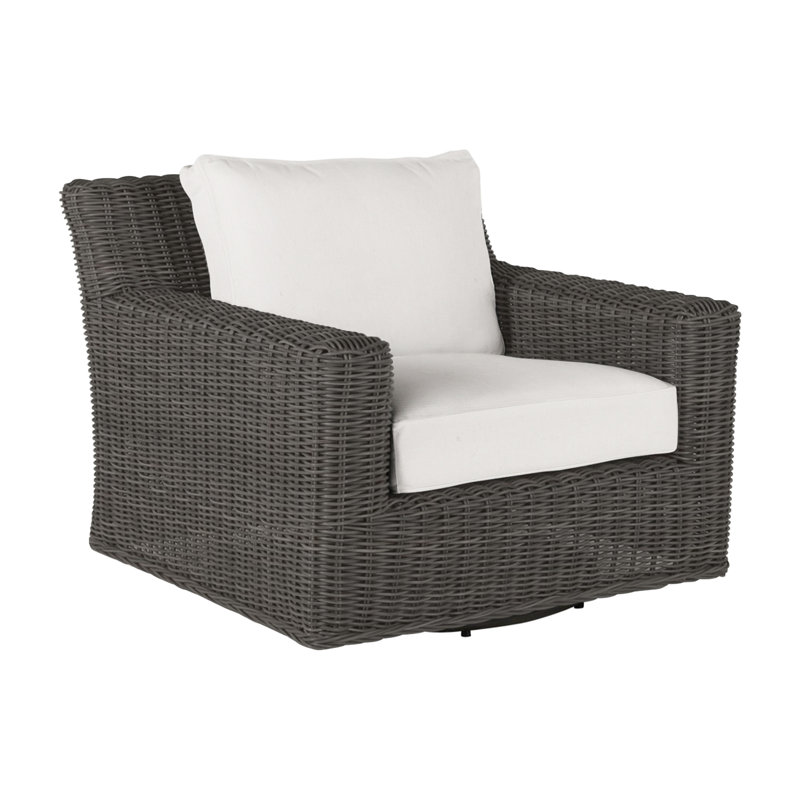 Fauteuil rustique tissé pivotant (sans haut-parleur) gris ardoise, Gris ardoise, Welt, Blanc naturel