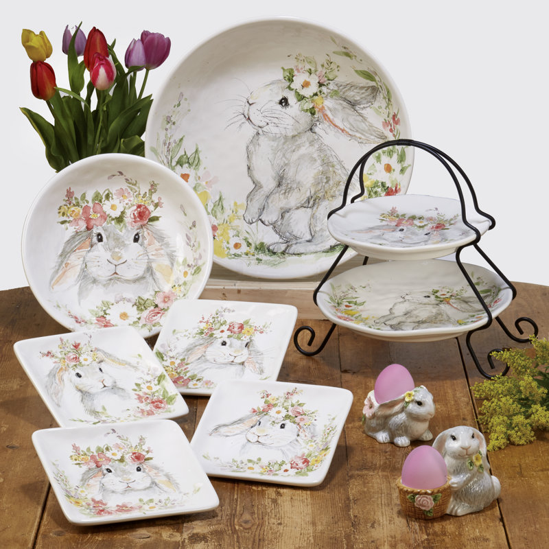 Ensemble de 4 assiettes à lapin certifié International Sweet Bunny