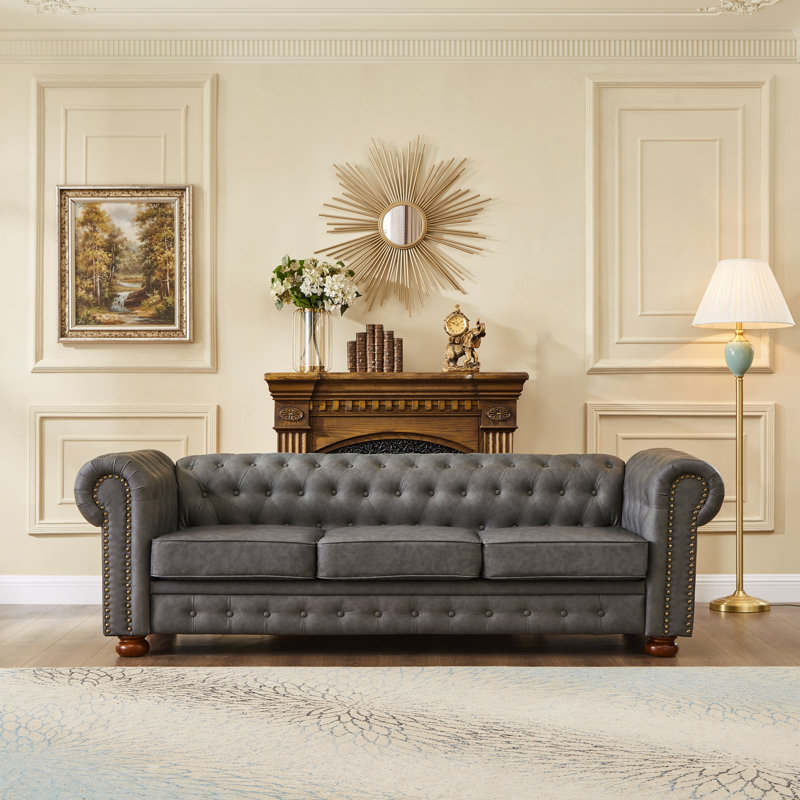 Canapé 88,5 po Chesterfield, Gris