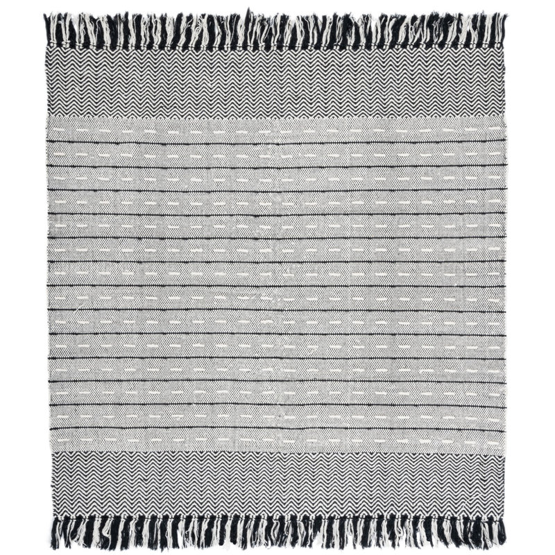 Tapis rayé en laine / coton Vermont, Carré 6 pi