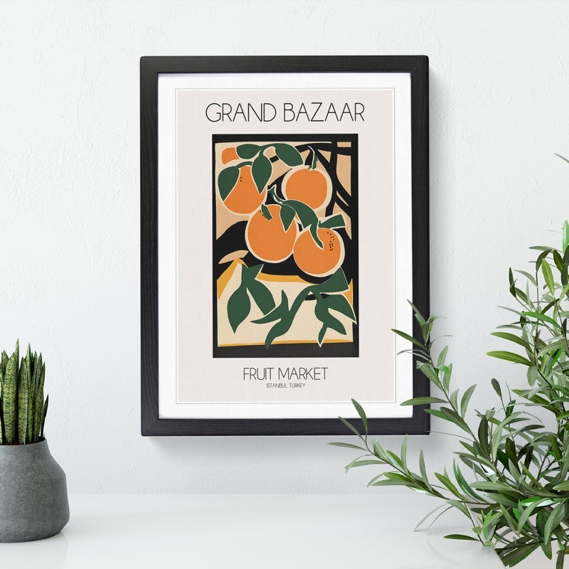 Grand Bazaar Fruit Market Exhibition 5 - Single Picture Frame Print on Wood, 34cm H x 25cm W x 2cm D